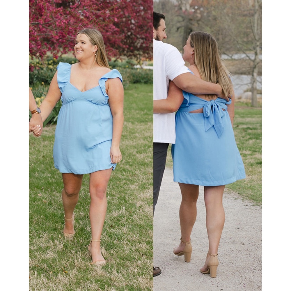 Blu Pepper Sky Blue Dress with Bow Detail